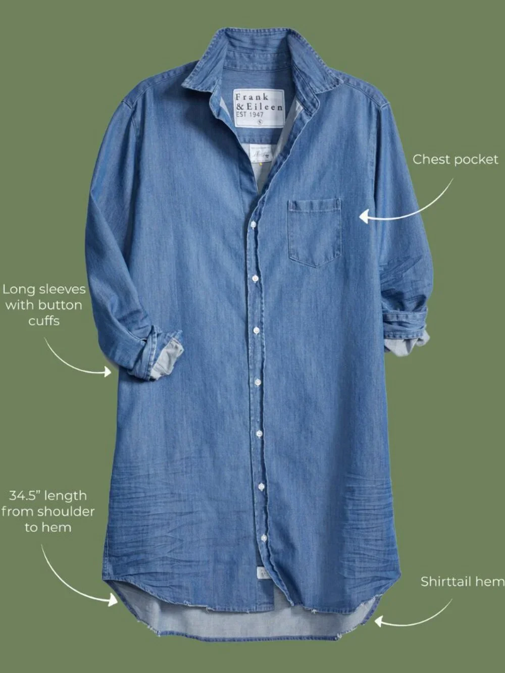 Frank & Eileen Classic Shirt dress in famous denim Size Medium - Picture 3 of 3
